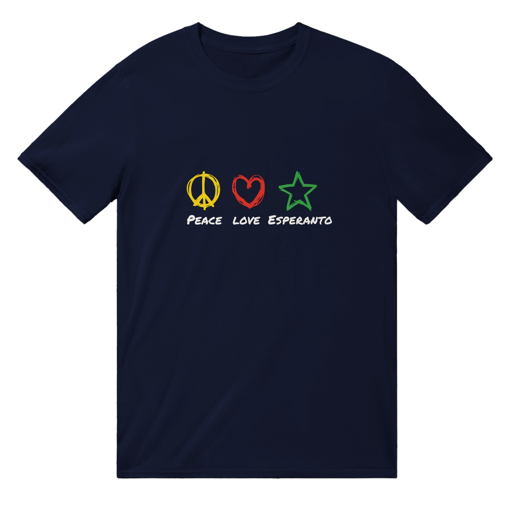 Peace Love Esperanto English Unuseksa T-ĉemizo
