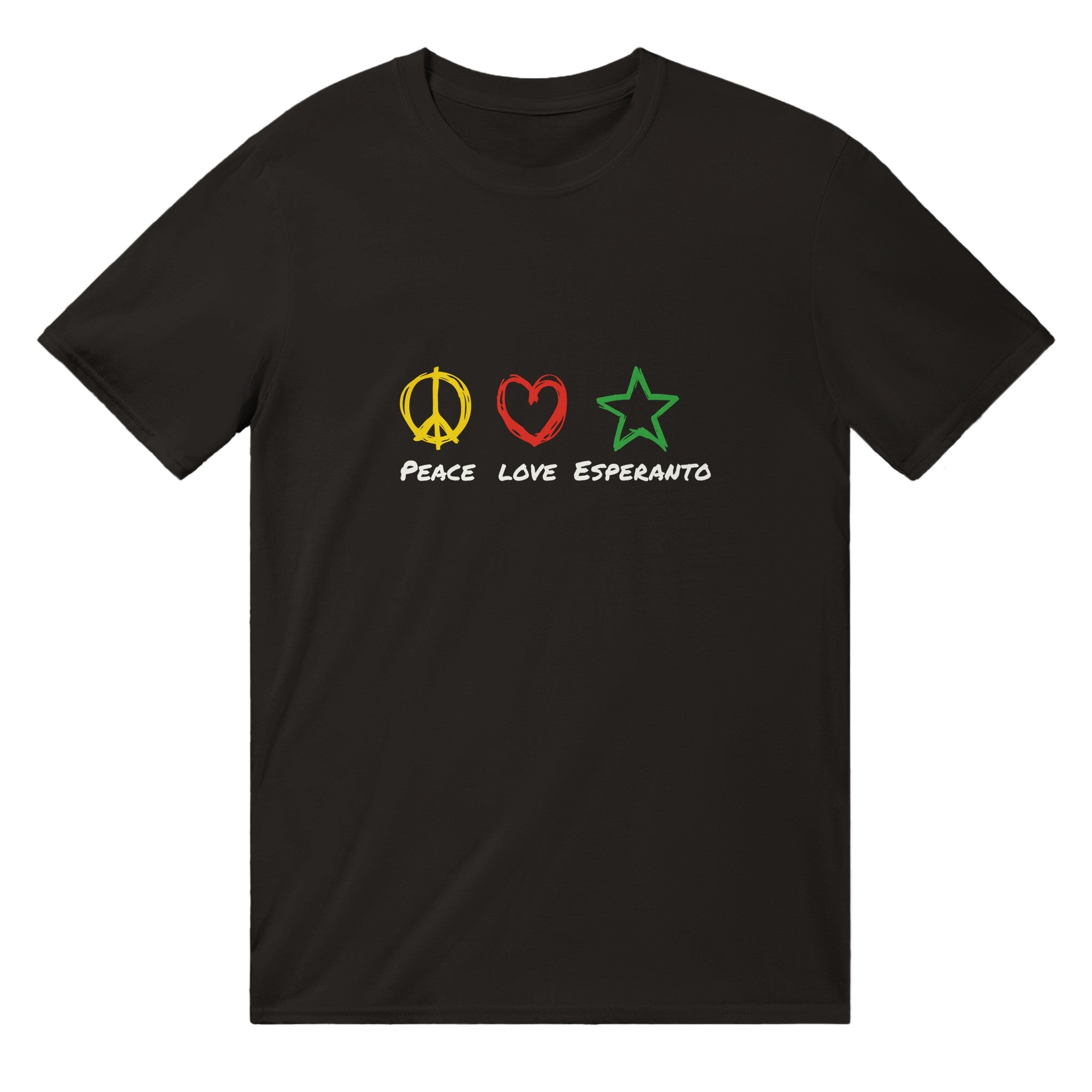 Peace Love Esperanto English Unuseksa T-ĉemizo