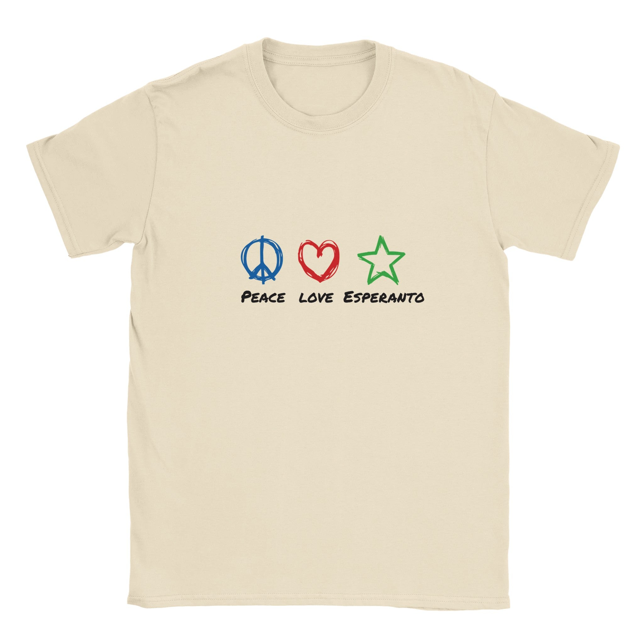 Peace Love Esperanto English Unuseksa T-ĉemizo