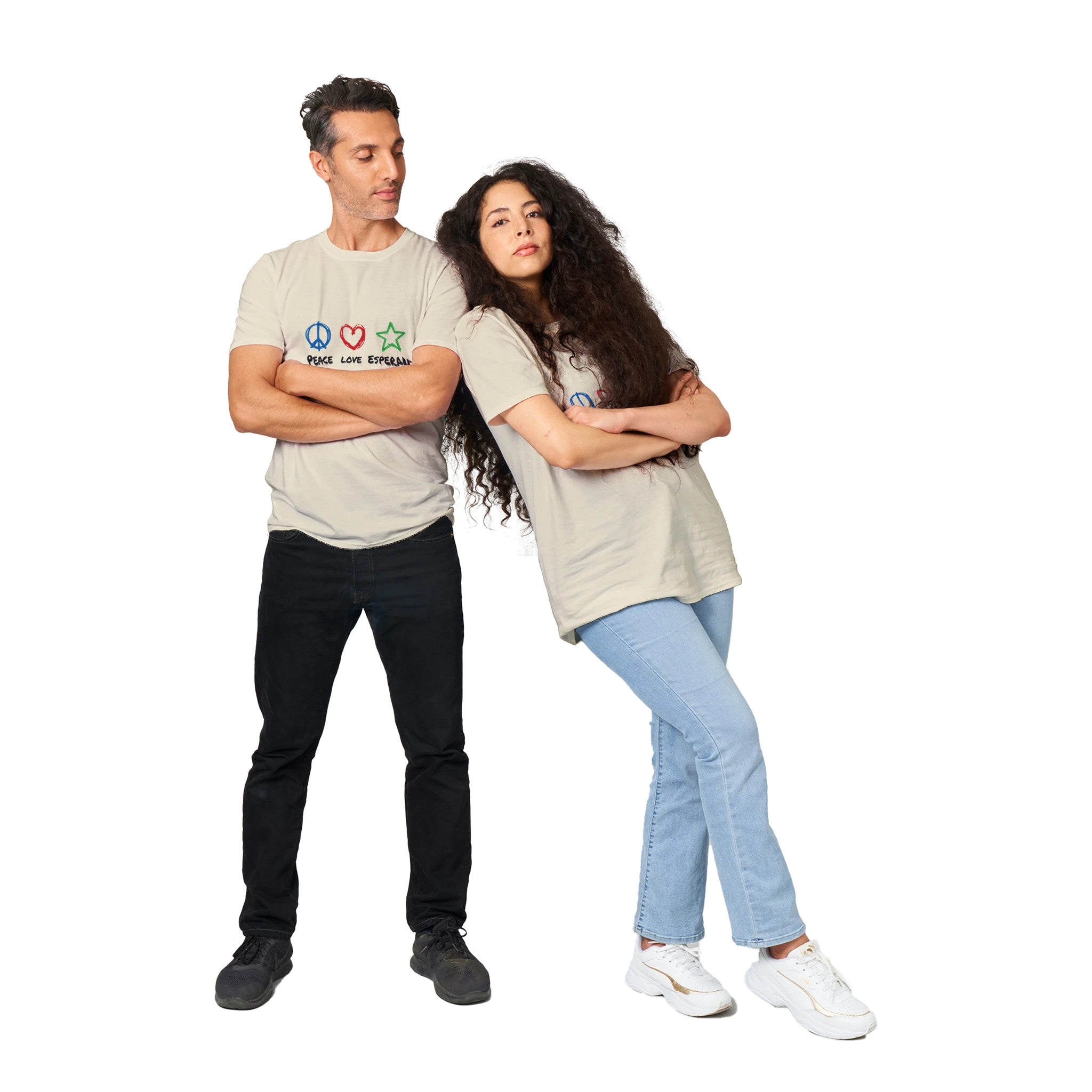 Peace Love Esperanto English Unuseksa T-ĉemizo