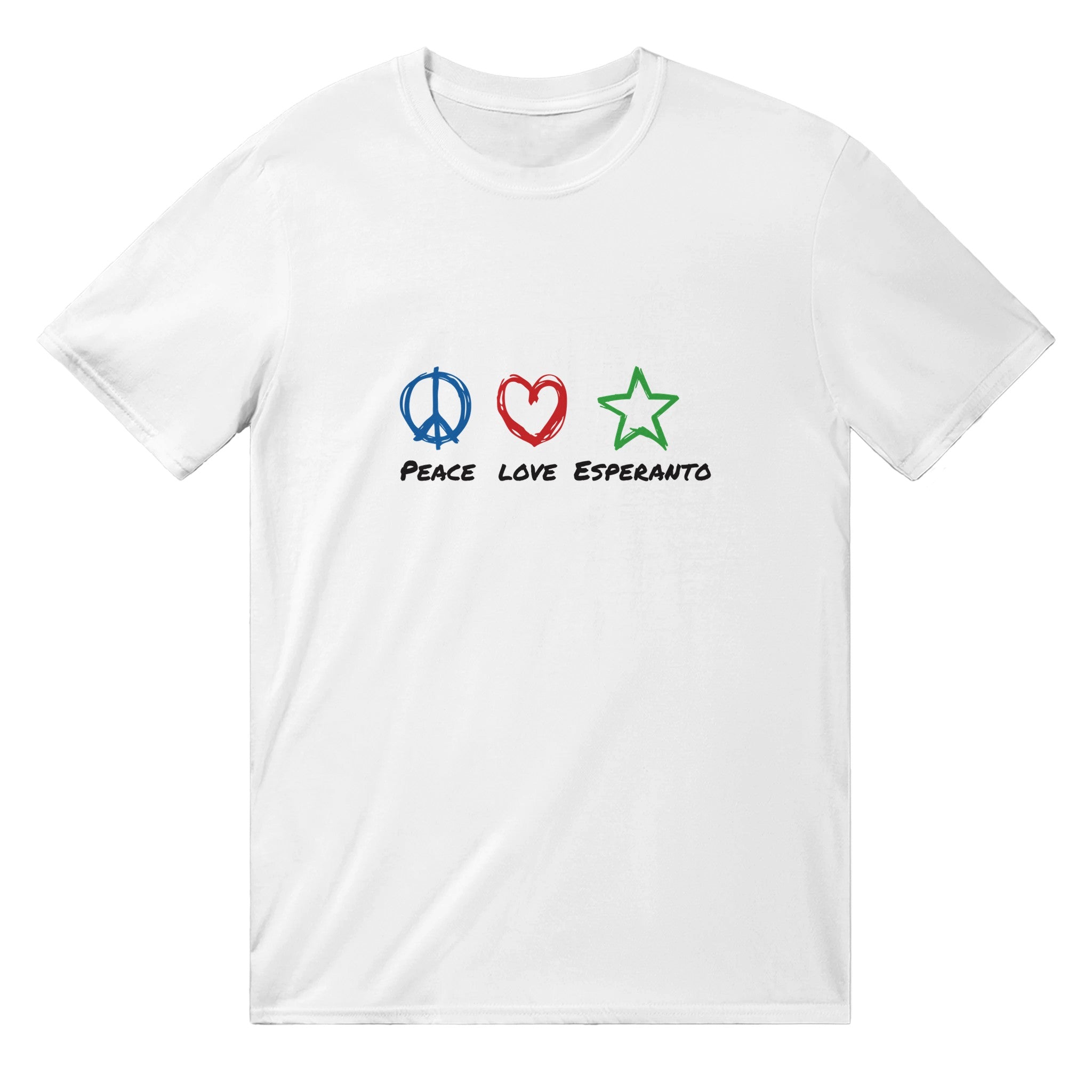 Peace Love Esperanto English Unuseksa T-ĉemizo