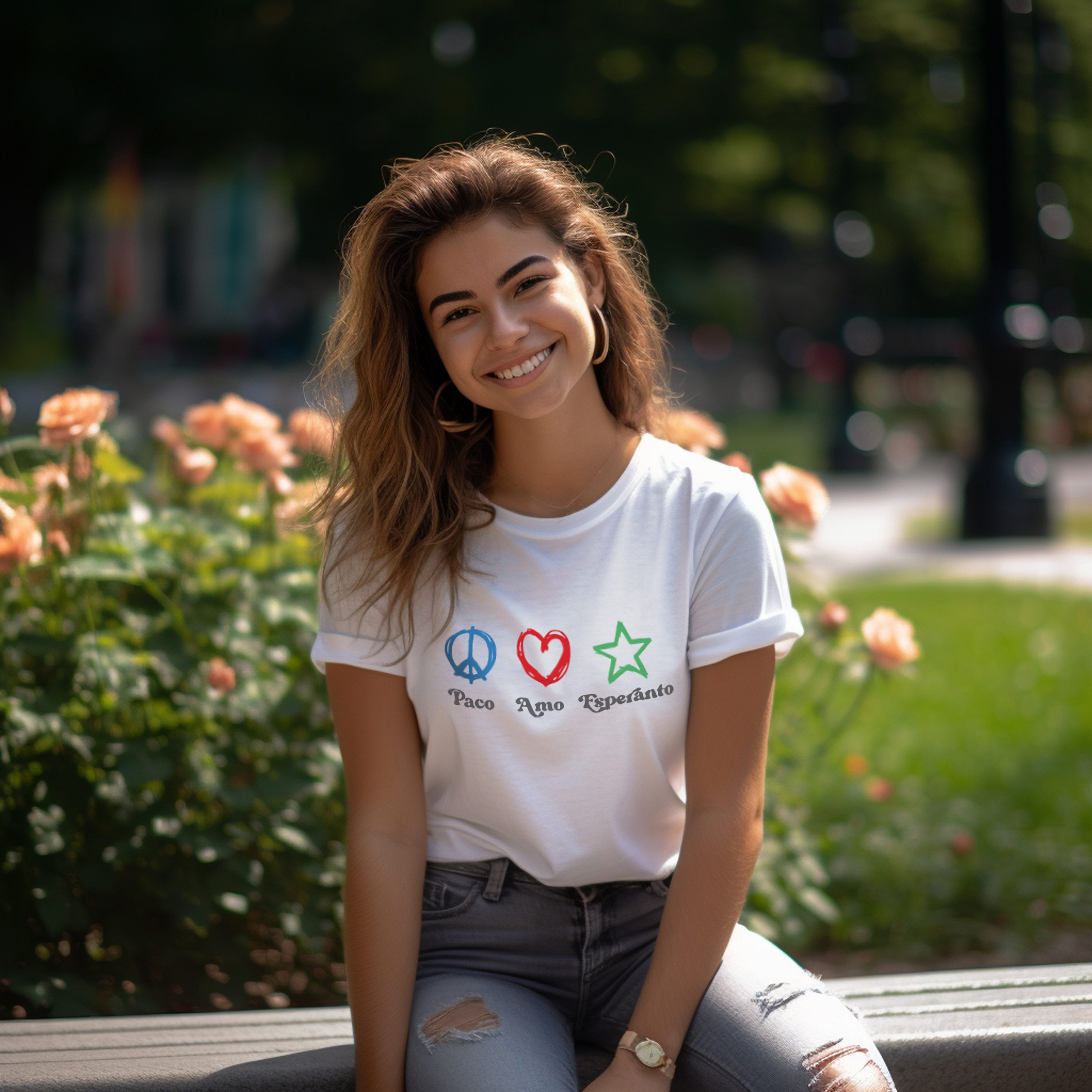 Peace Love Esperanto English Womens T-shirt