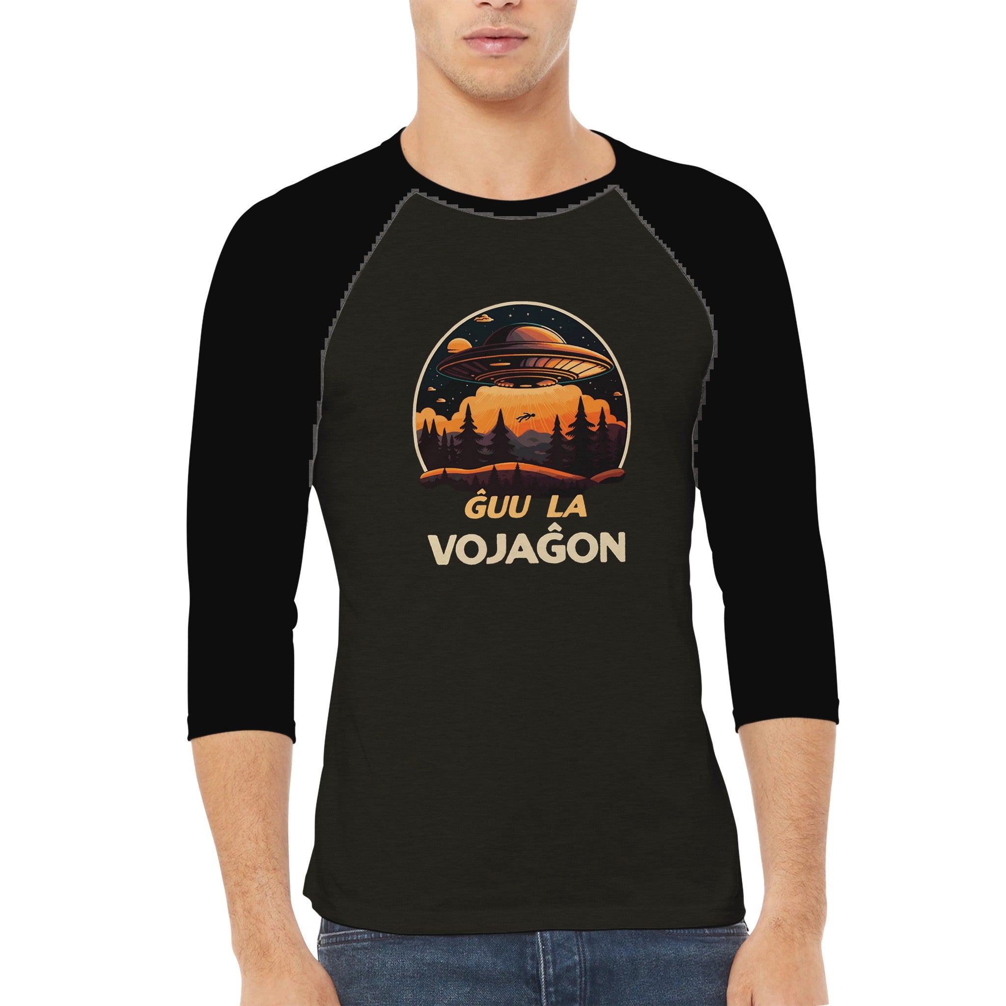 Ĝuu la Vojaĝon Unisex 3/4 sleeve T-shirt