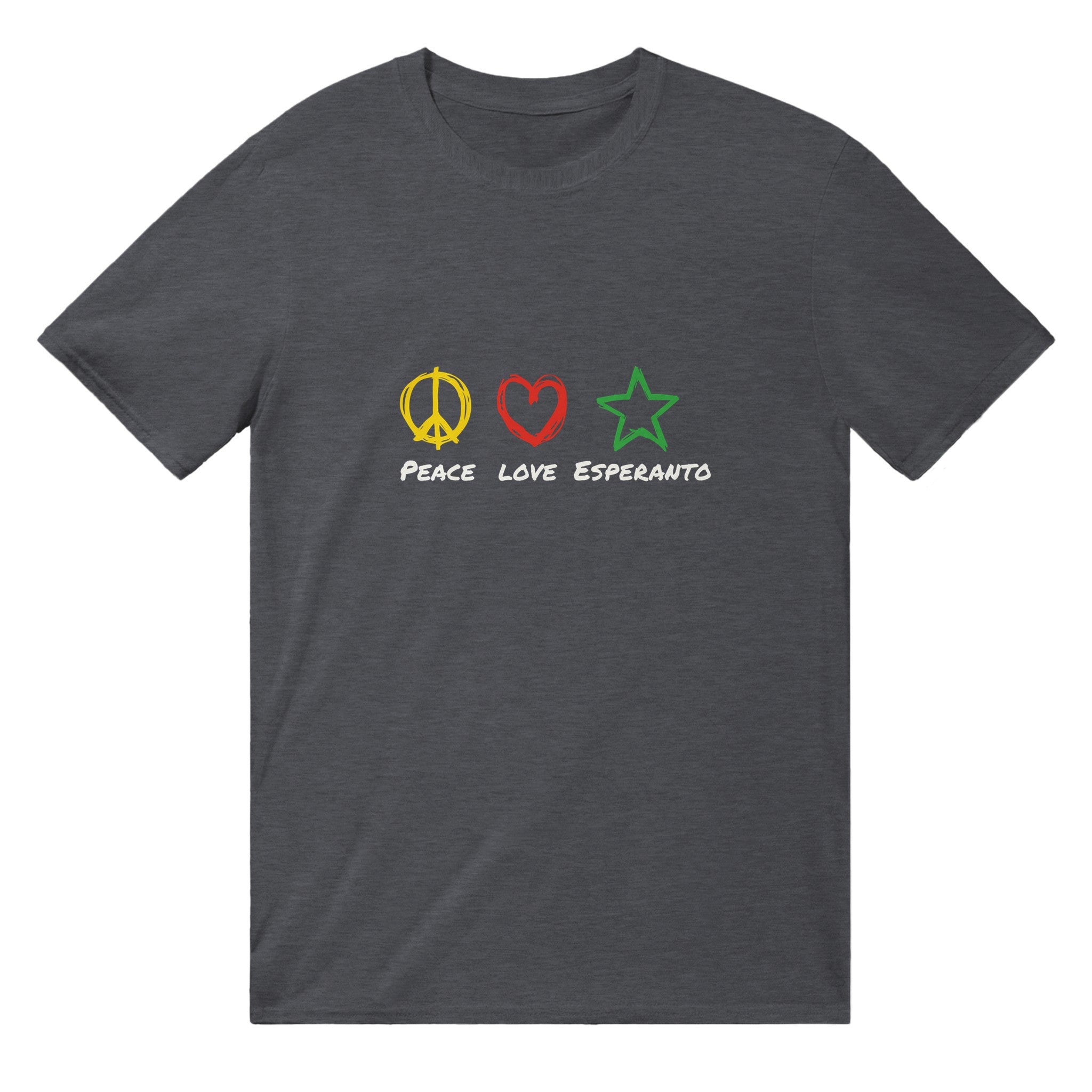 Peace Love Esperanto English Unuseksa T-ĉemizo