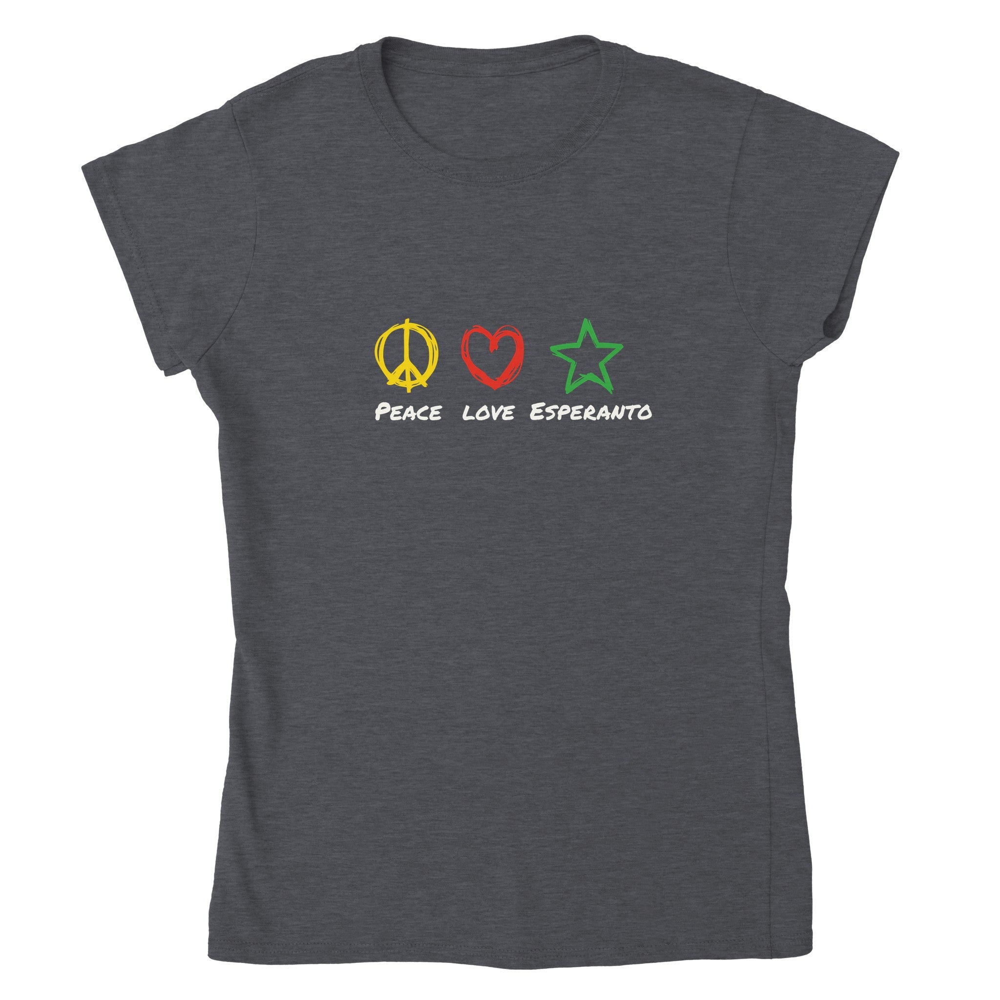 Peace Love Esperanto Anglalingva Virina T-ĉemizo