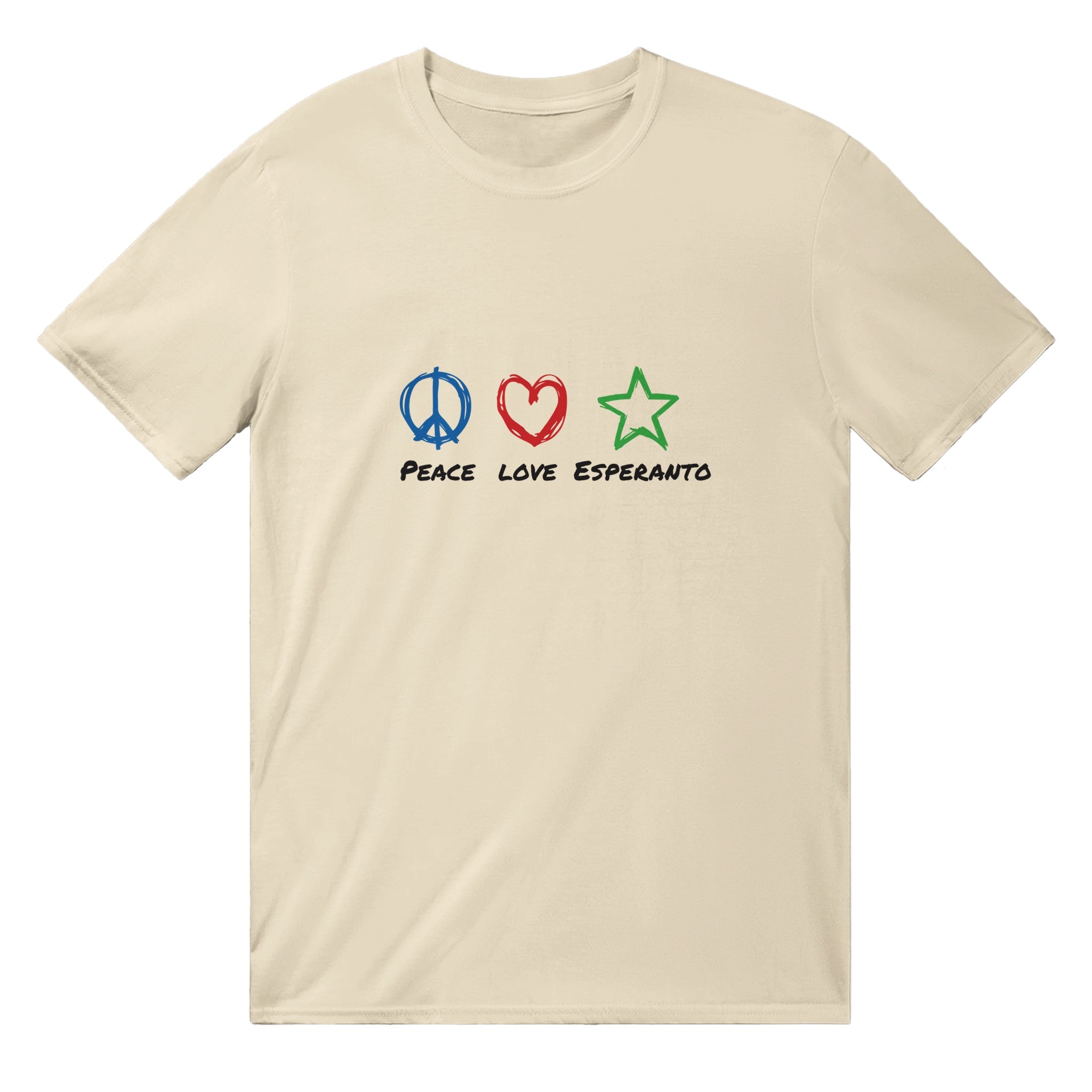 Peace Love Esperanto English Unuseksa T-ĉemizo